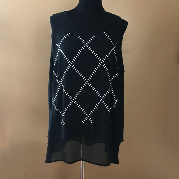 Alfani Tops - Alfani Flowy Sheer Layered Sleeveless Top